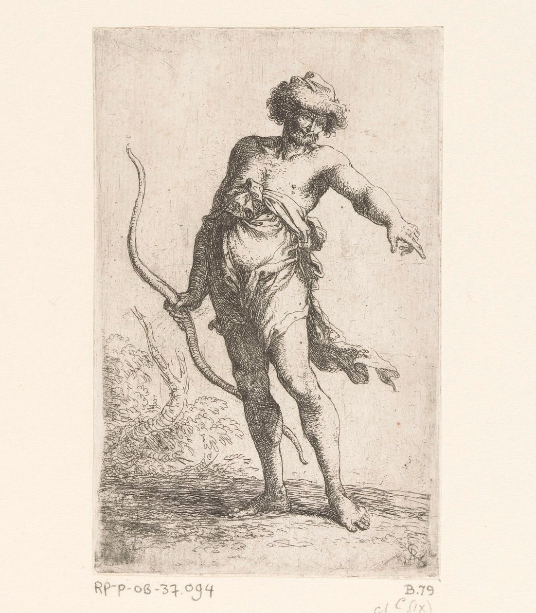 Mężczyzna z kokardą Małe figurki (tytuł serii) Figurka (tytuł serii) autorstwa Salvator Rosa