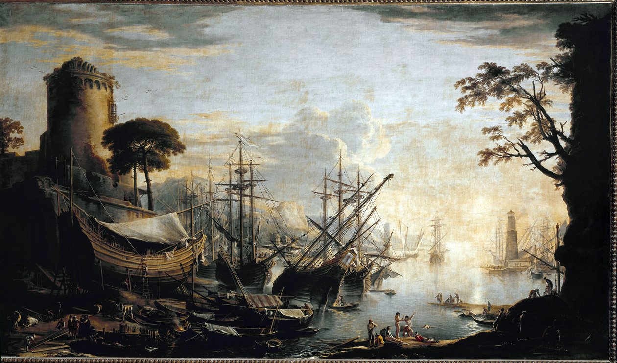 Przystań portu. Obraz Salvatora Rosa autorstwa Salvator Rosa