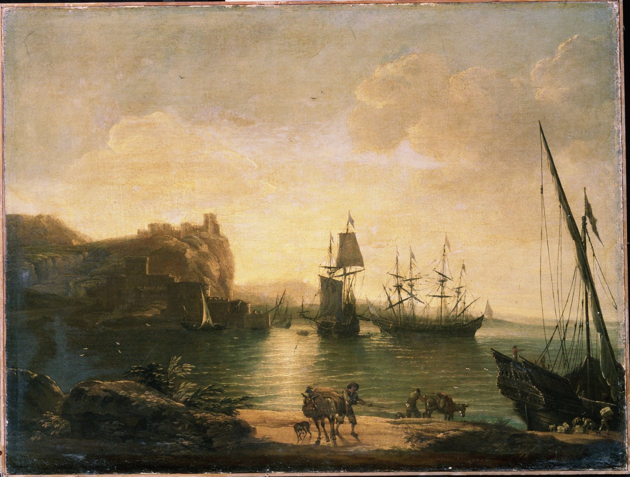 Port. Obraz Salvatora (Salvatore) Rosy (1615-1673), olej na płótnie, sztuka włoska (Neapol), sztuka barokowa. Muzeum Sztuki im. M.Kroshitsky