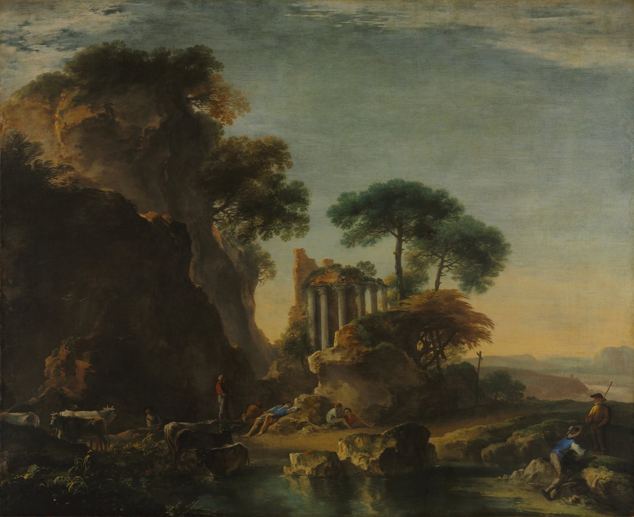 Ruiny w skalistym krajobrazie, ok. 1640 (olej na płótnie) autorstwa Salvator Rosa