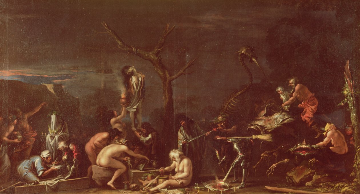 Cena das bruxas (óleo sobre tela) polonês autorstwa Salvator Rosa