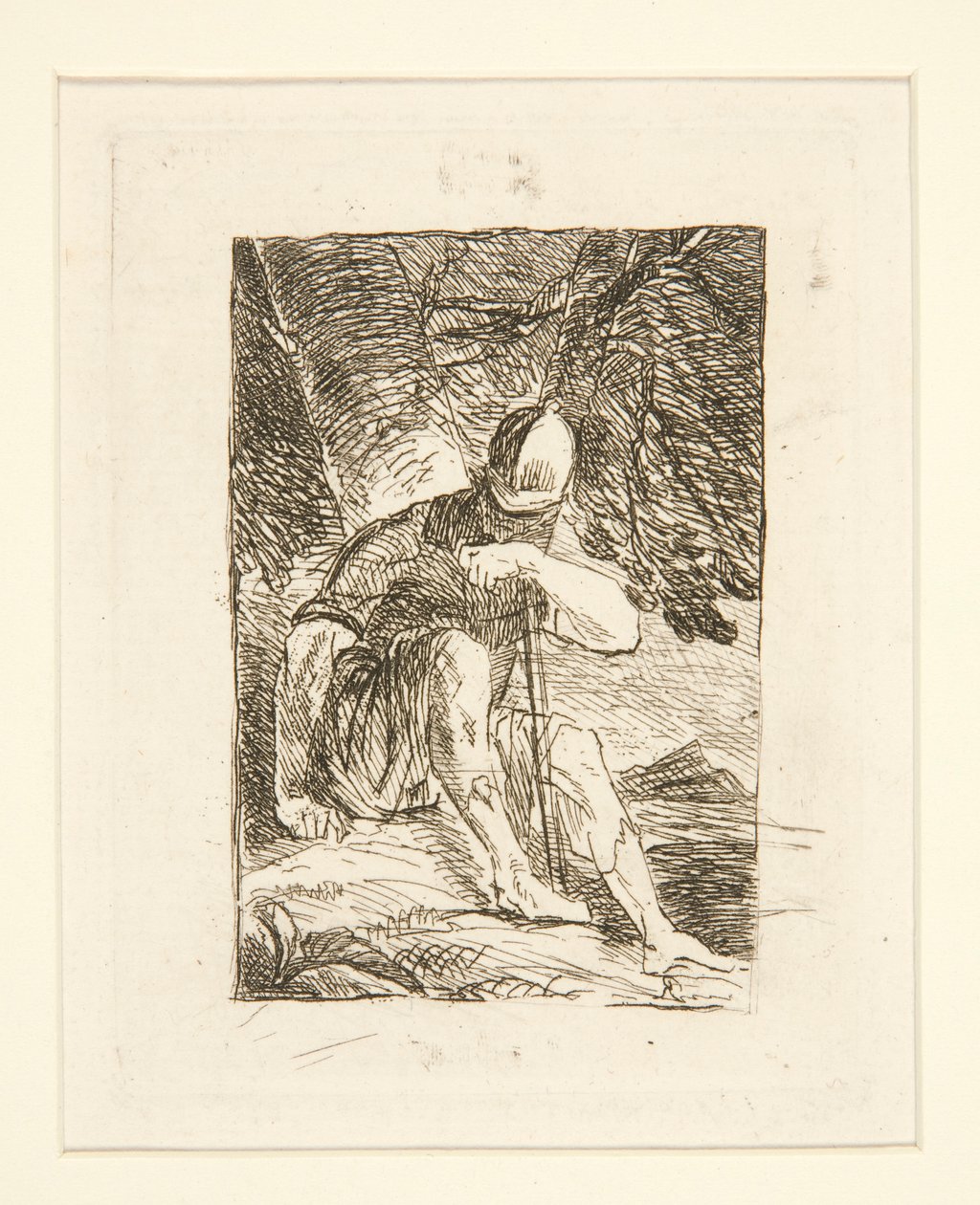 Siedzący żołnierz autorstwa Salvator Rosa