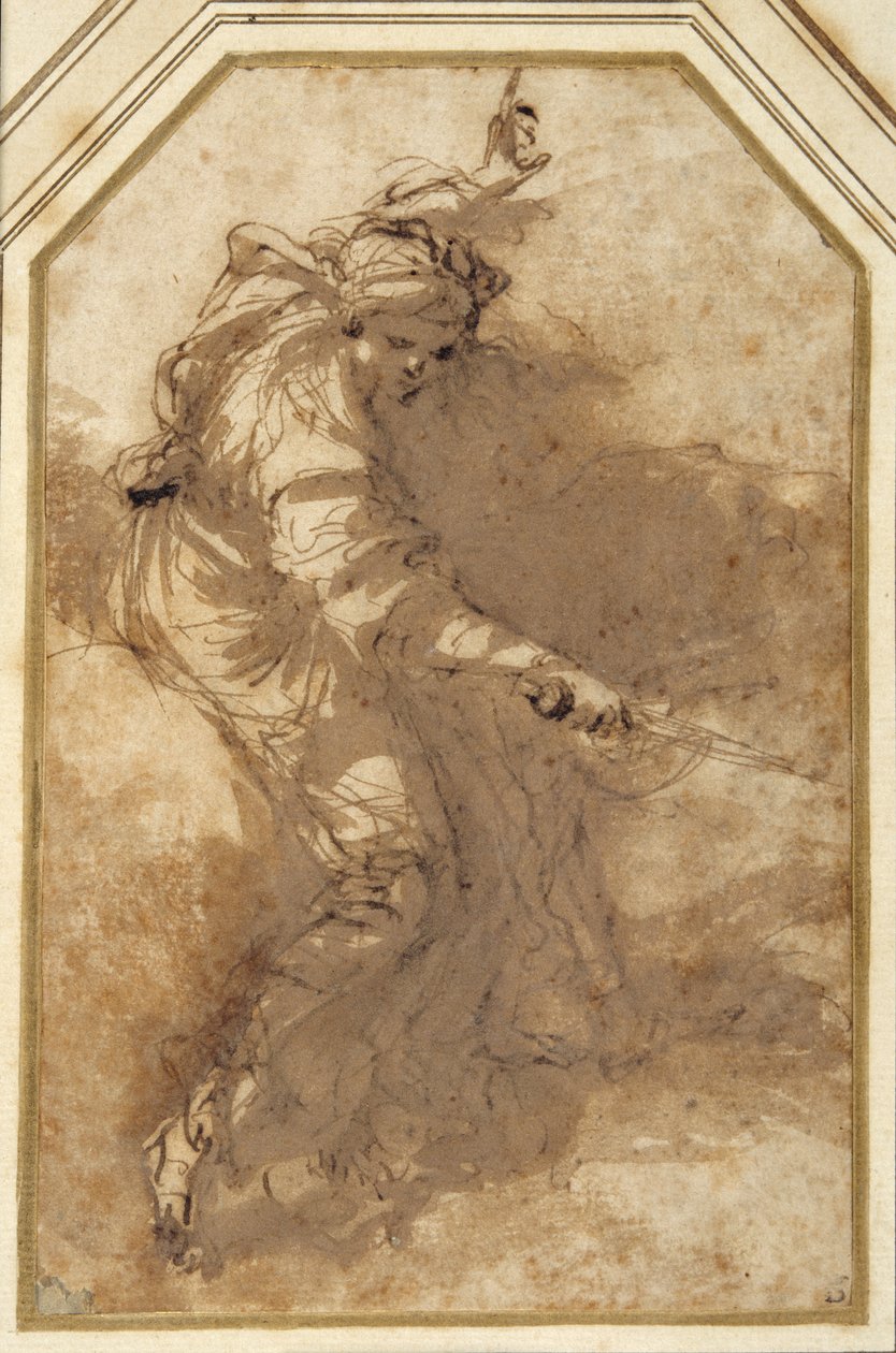 Studium do „Alegorii sprawiedliwości” (tusz z praniem na papierze) autorstwa Salvator Rosa