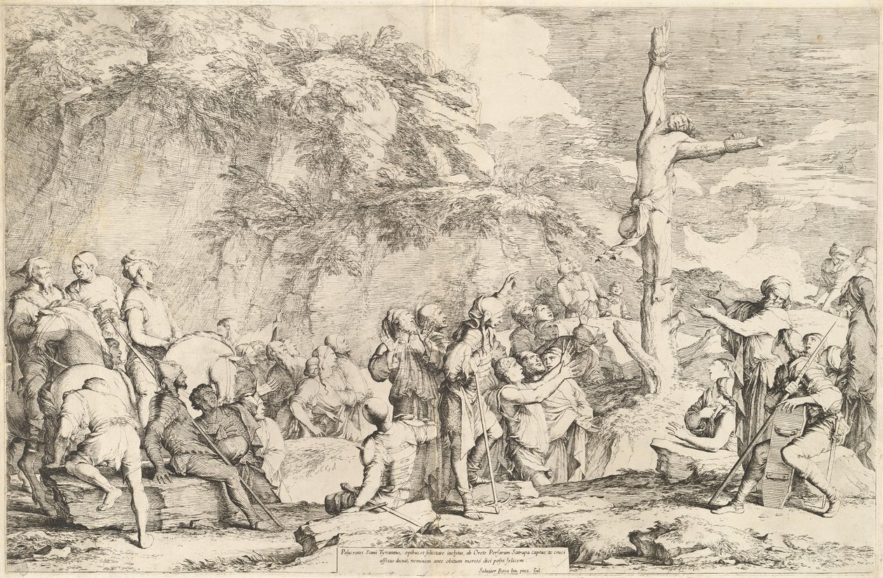 Ukrzyżowanie Polikratesa autorstwa Salvator Rosa