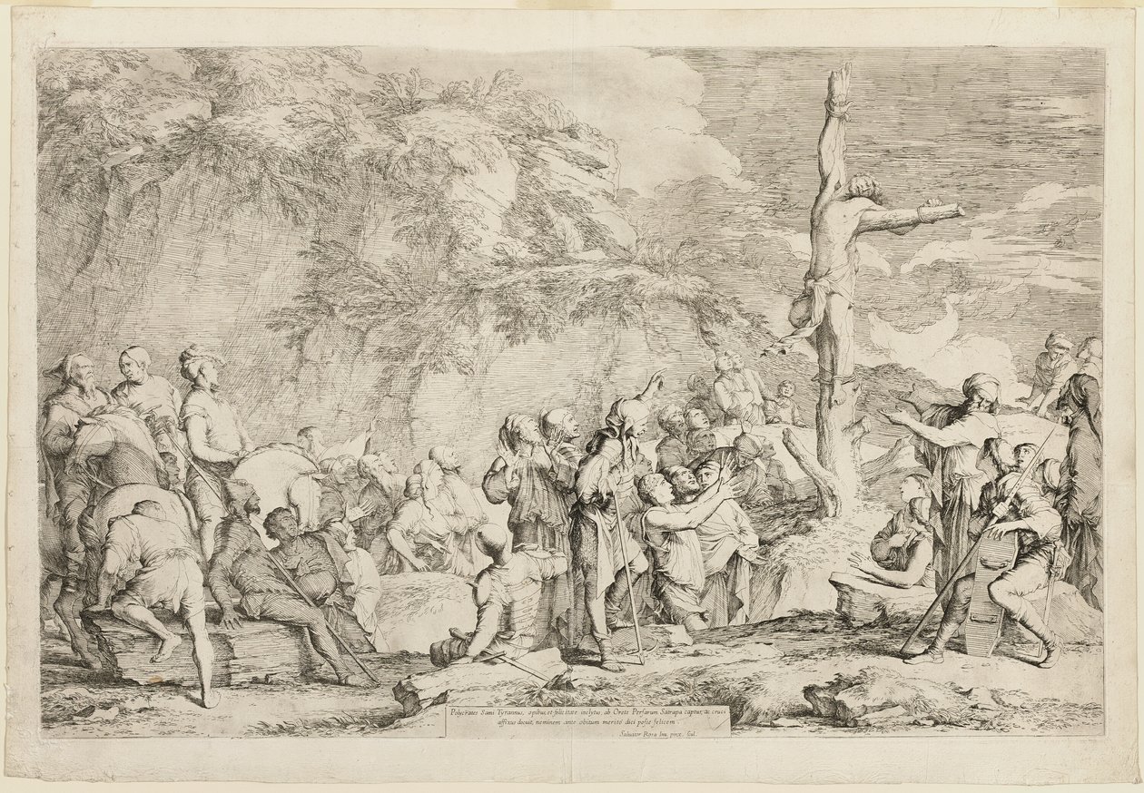 Ukrzyżowanie Polikratesa autorstwa Salvator Rosa