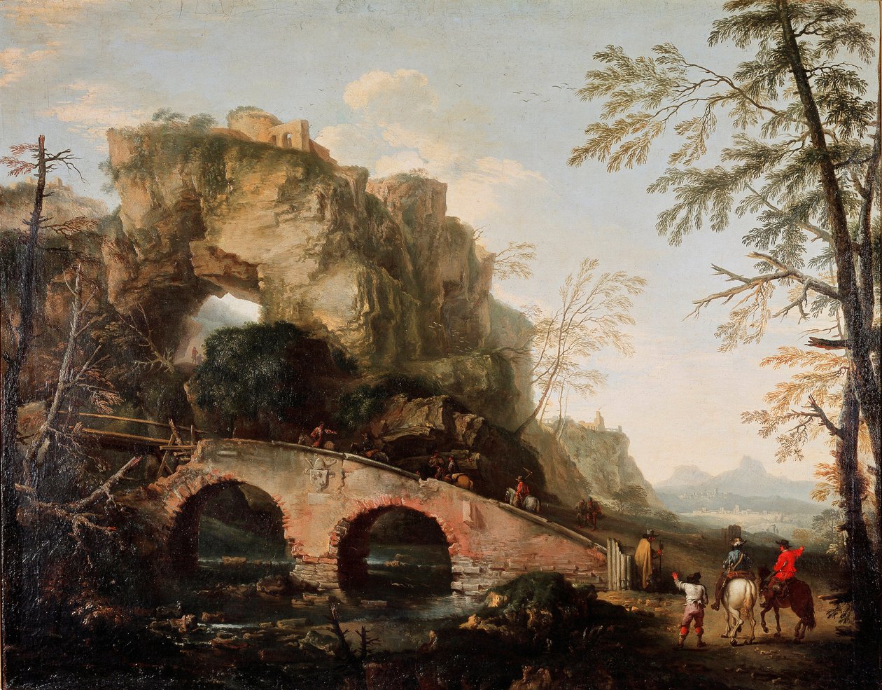 Most łamie Obraz Salvatora (Salvatore) Rosy (1615-1673) ok. 1640 r. Ciemny. 106x127 cm Florencja, Palazzo Pitti, Galleria Palatina autorstwa Salvator Rosa