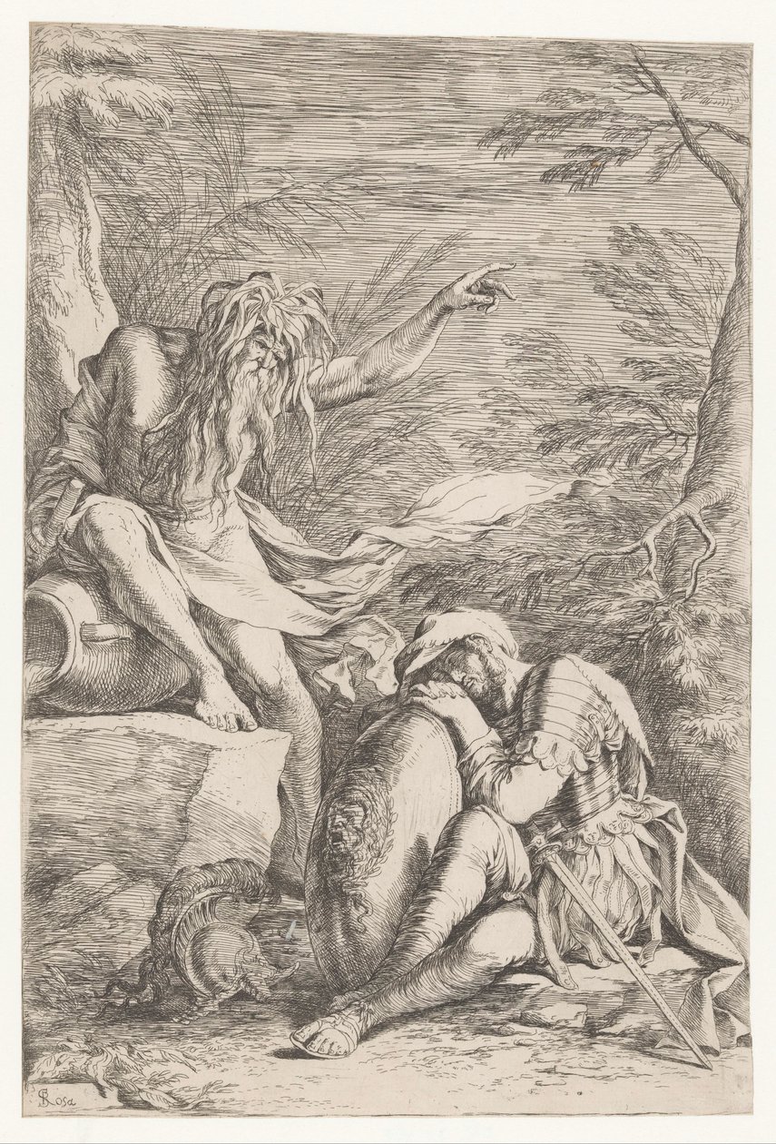 Tiberinus ukazuje się Eneaszowi autorstwa Salvator Rosa