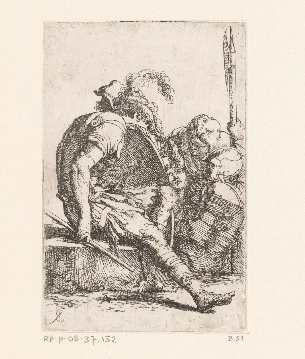 Czterech żołnierzy Małe figurki (tytuł serii) Rysunek (tytuł serii) autorstwa Salvator Rosa