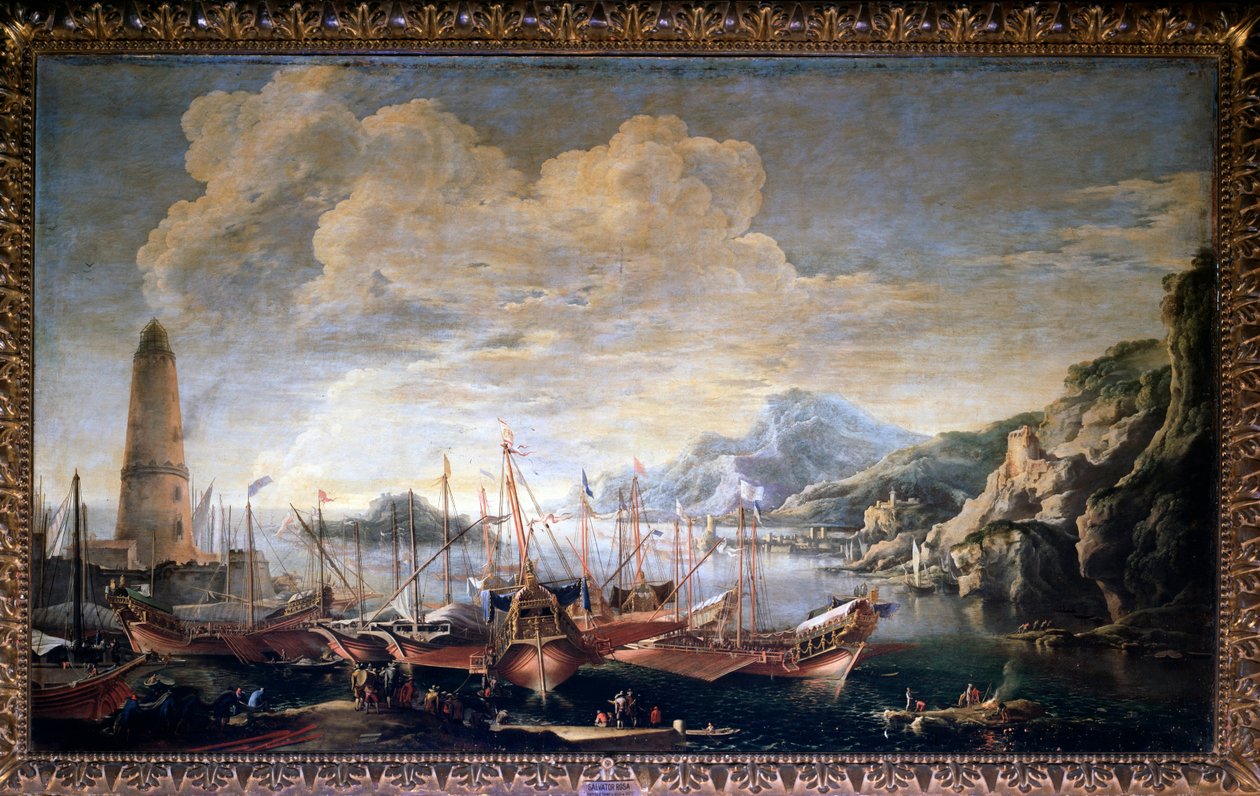 Widok na port - olej na płótnie autorstwa Salvator Rosa