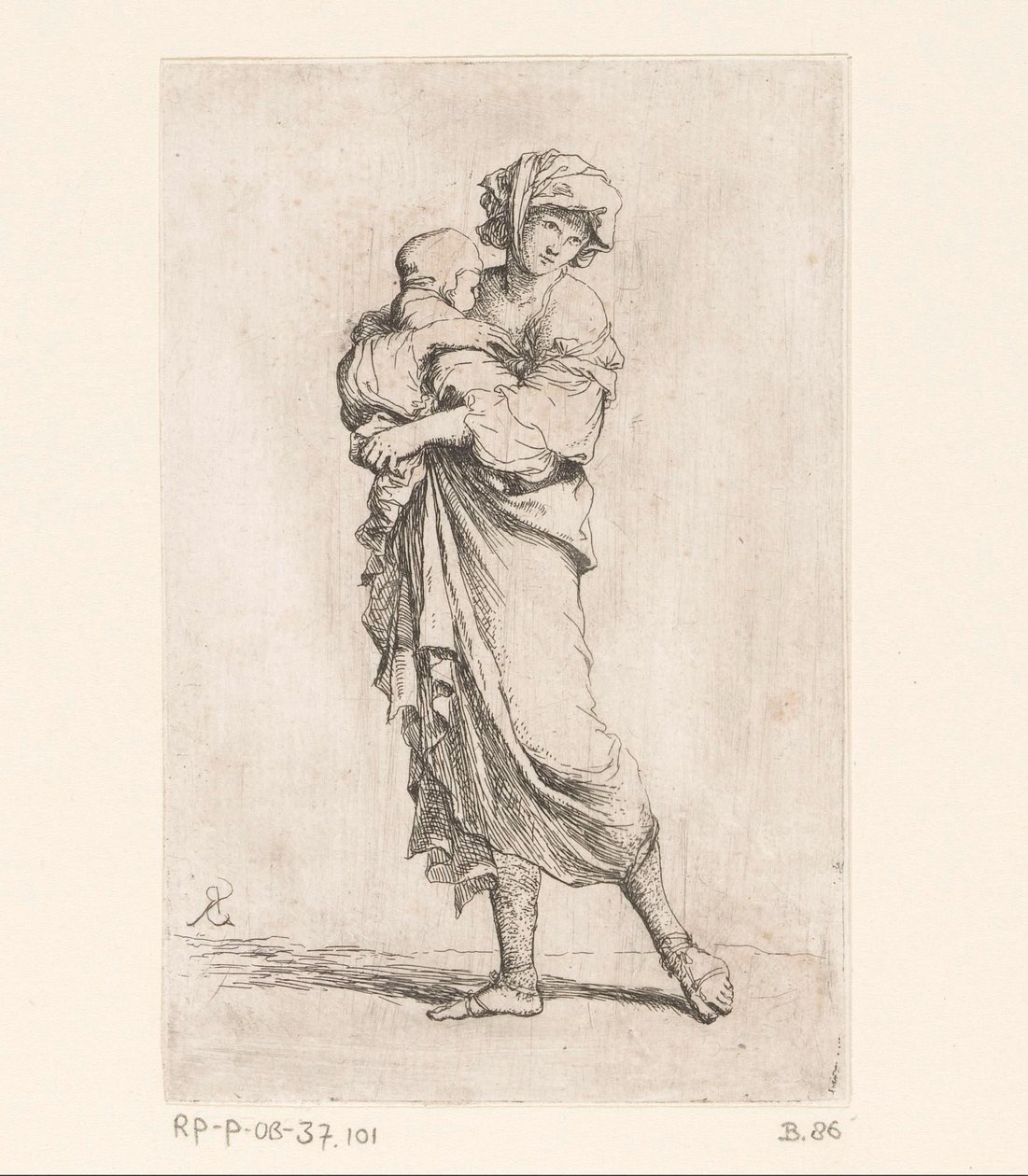Kobieta z dzieckiem Małe figurki (tytuł serii) Figurka (tytuł serii) autorstwa Salvator Rosa