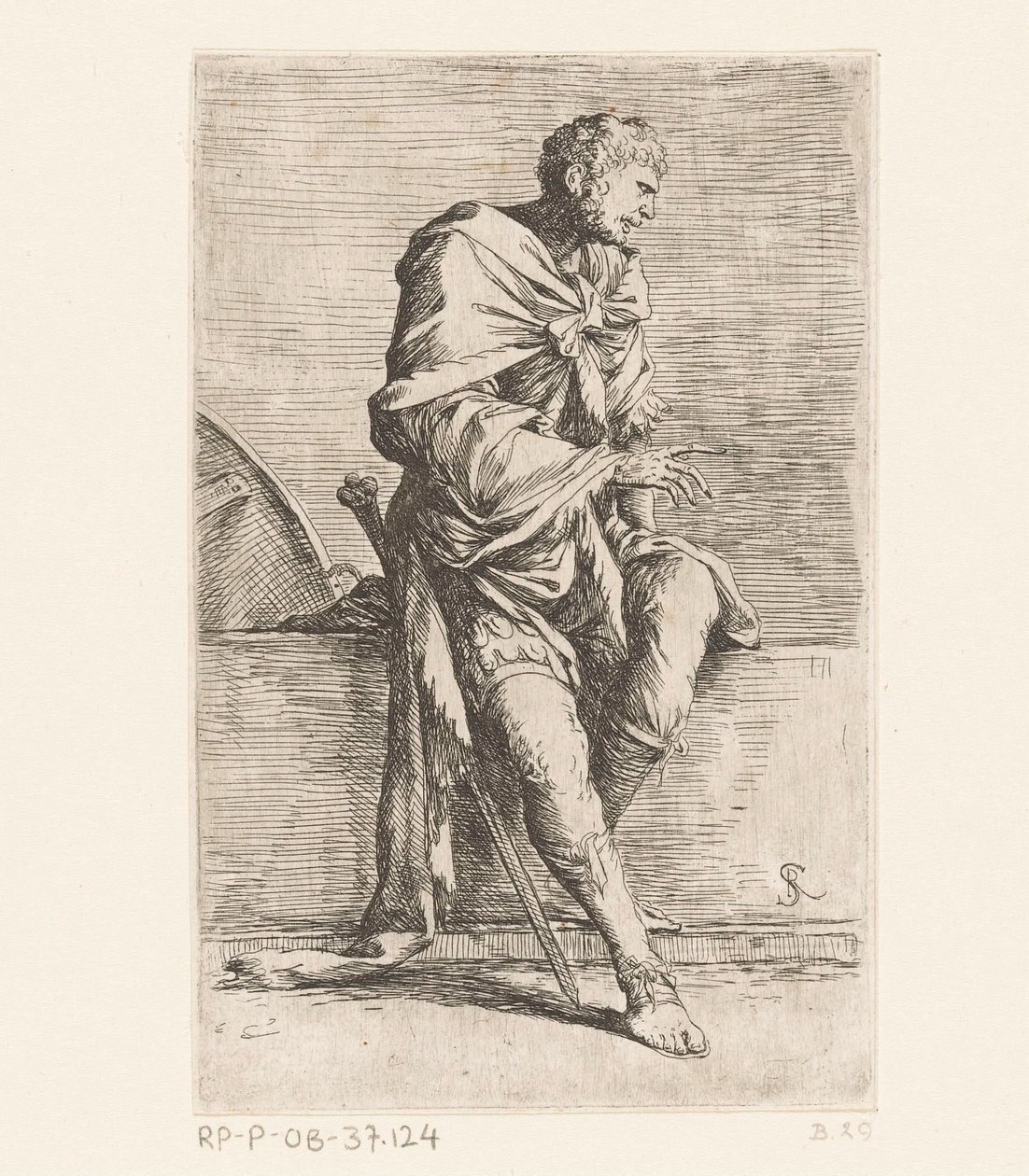 siedzący żołnierz Małe figurki (tytuł serii) Figurka (tytuł serii) autorstwa Salvator Rosa