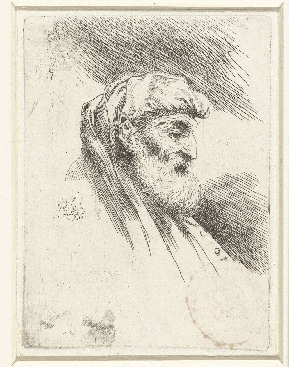 Głowa starca z brodą Małe studium głów z orientalnym nakryciem głowy (tytuł serii) autorstwa Salvatore Castiglione (signed by artist)