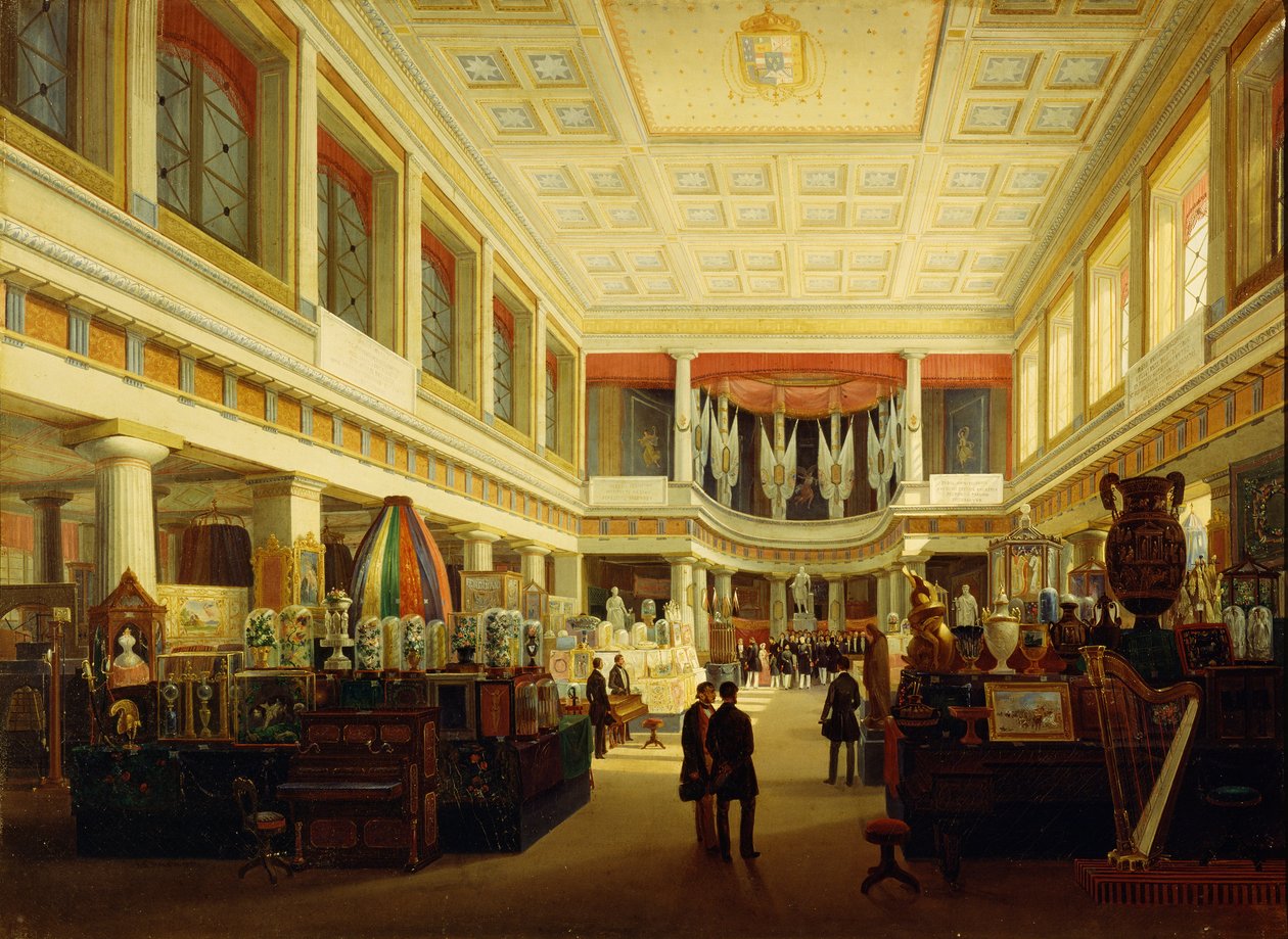 Pierwsza wystawa przemysłowa w Neapolu w Sala Tarsia w 1854 roku, Salvatore Fergola autorstwa Salvatore Fergola