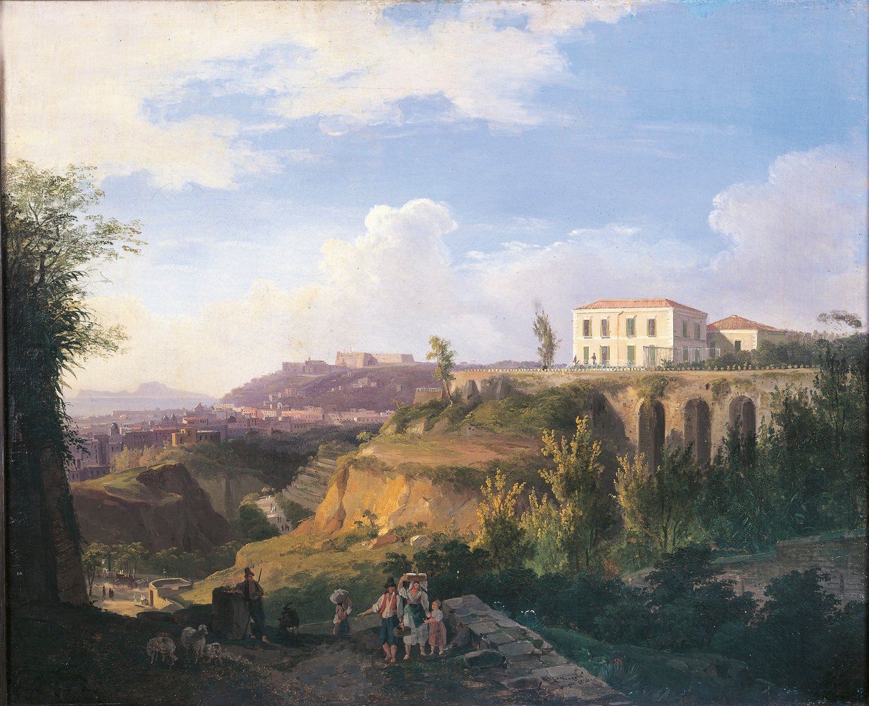 Włochy, Neapol, Widok domostwa Villa Ruffo w Capodimonte autorstwa Salvatore Fergola