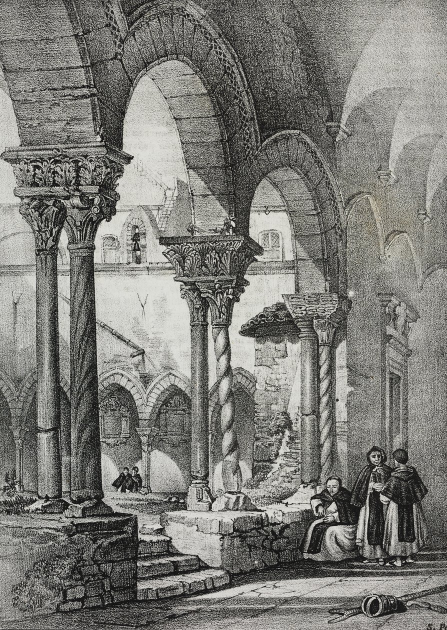 Klasztor kościoła św. Dominika, Palermo, litografia Salvatore Puglia z Poliorama Pittoresco, nr 11, 23 października autorstwa Salvatore Puglia
