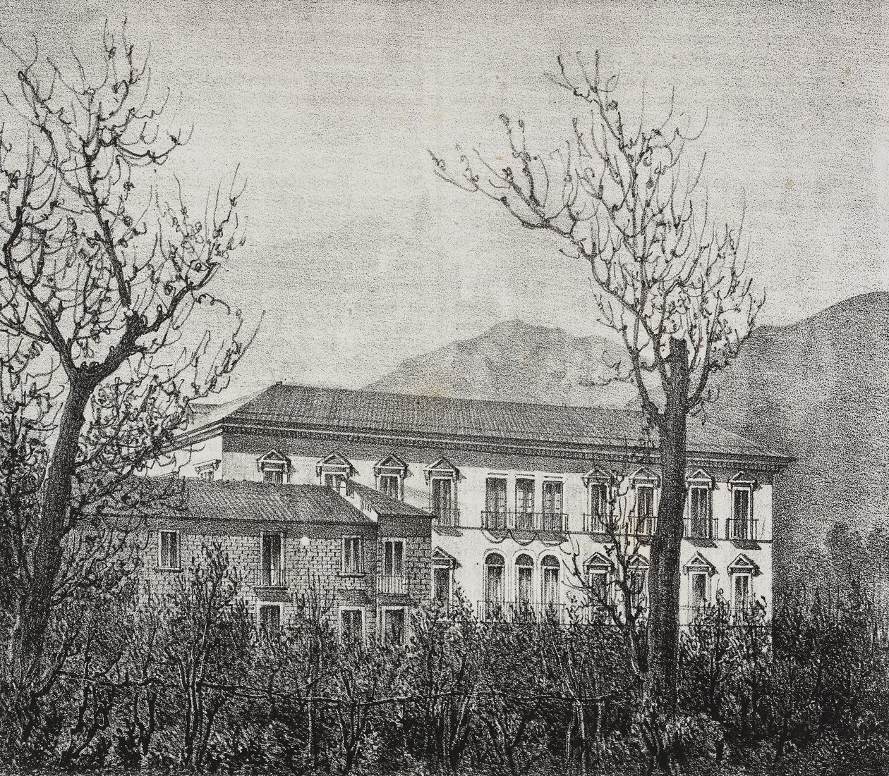 College of Avellino, Kampania, Włochy, litografia Salvatore Puglia z Poliorama Pittoresco, nr 2, 20 sierpnia autorstwa Salvatore Puglia