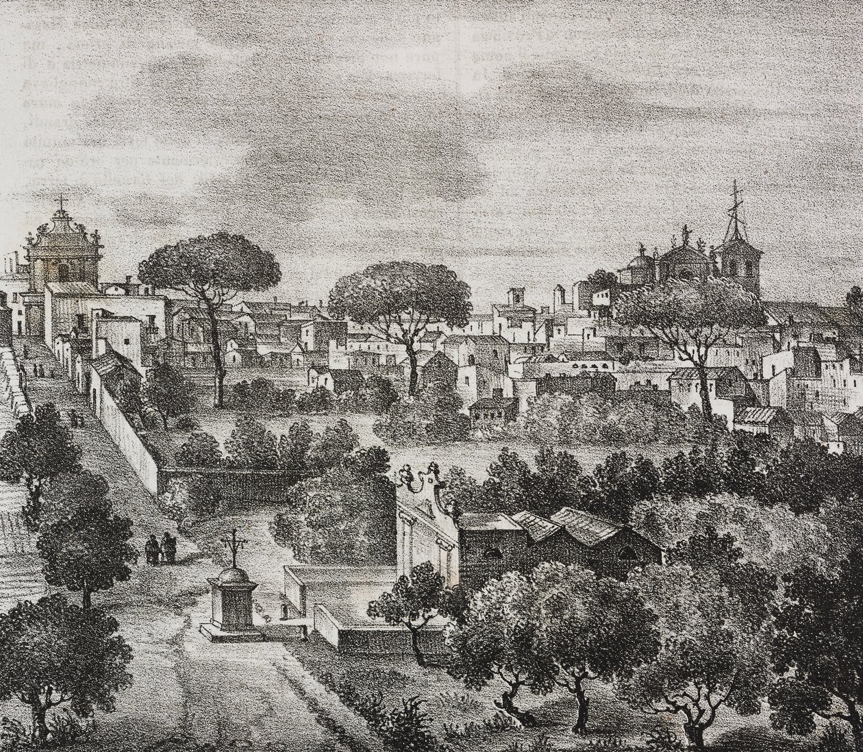 Wschodni widok Mesagne, Apulia, Włochy, litografia Salvatore Puglia z Poliorama Pittoresco, nr 45, 15 czerwca autorstwa Salvatore Puglia