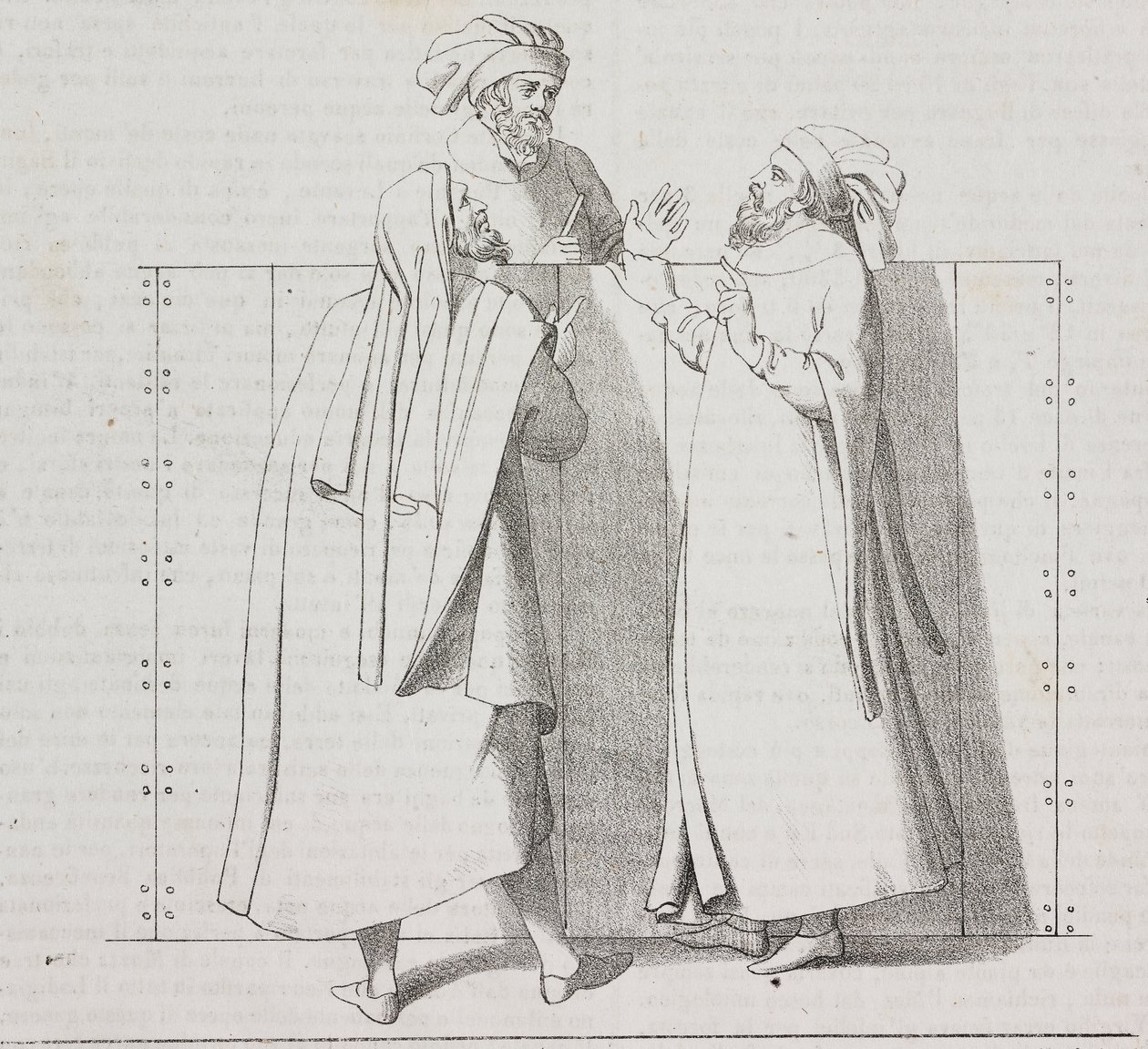 Rzemieślnicy florenccy z XVI wieku, Florencja, Toskania, Włochy, litografia Salvatore Puglia z Poliorama Pittoresco, nr 28, 15 lutego autorstwa Salvatore Puglia