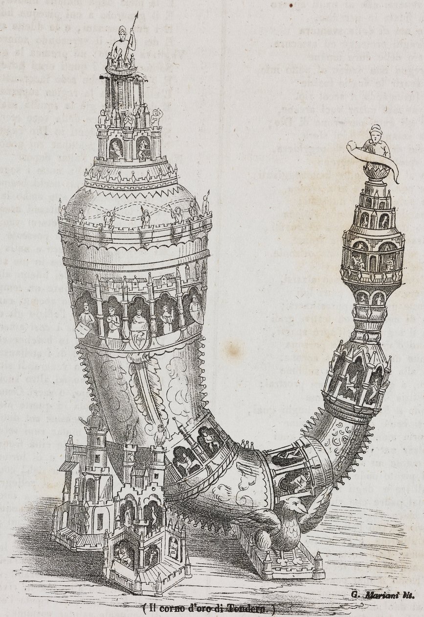 Golden Horn of Tonder, Dania, litografia Salvatore Puglia z Poliorama Pittoresco, n 24, 20 stycznia autorstwa Salvatore Puglia