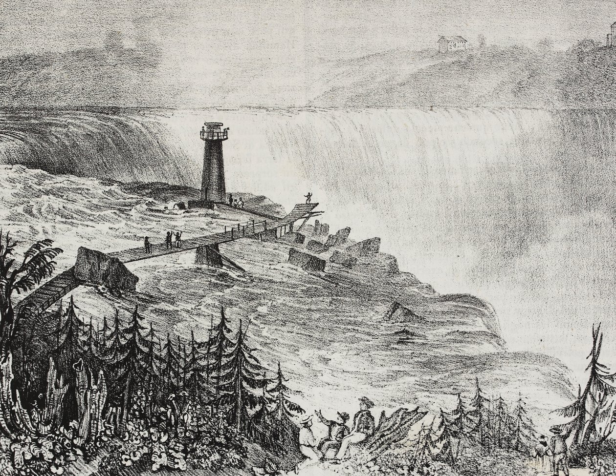 Wodospad Horseshoe, Ontario, Kanada, litografia Salvatore Puglia z Poliorama Pittoresco, nr 6, 17 września autorstwa Salvatore Puglia