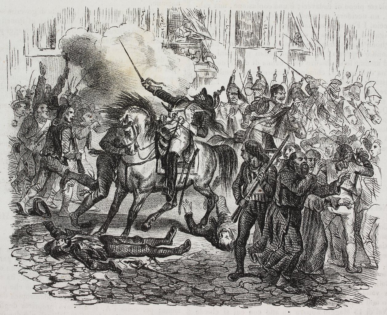 Powstanie Madrytu, litografia Salvatore Puglia z Historii Napoleona Cesare Malpica (1804-1848) z Poliorama Pittoresco, n 47, 1 lipca autorstwa Salvatore Puglia