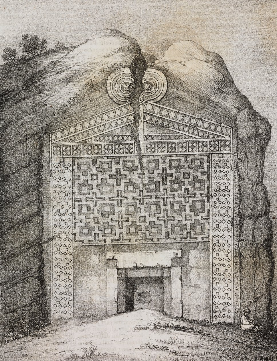 Grób Midasa, Midas Sehri, Turcja, litografia Salvatore Puglia z Poliorama Pittoresco, nr 41, 18 maja autorstwa Salvatore Puglia