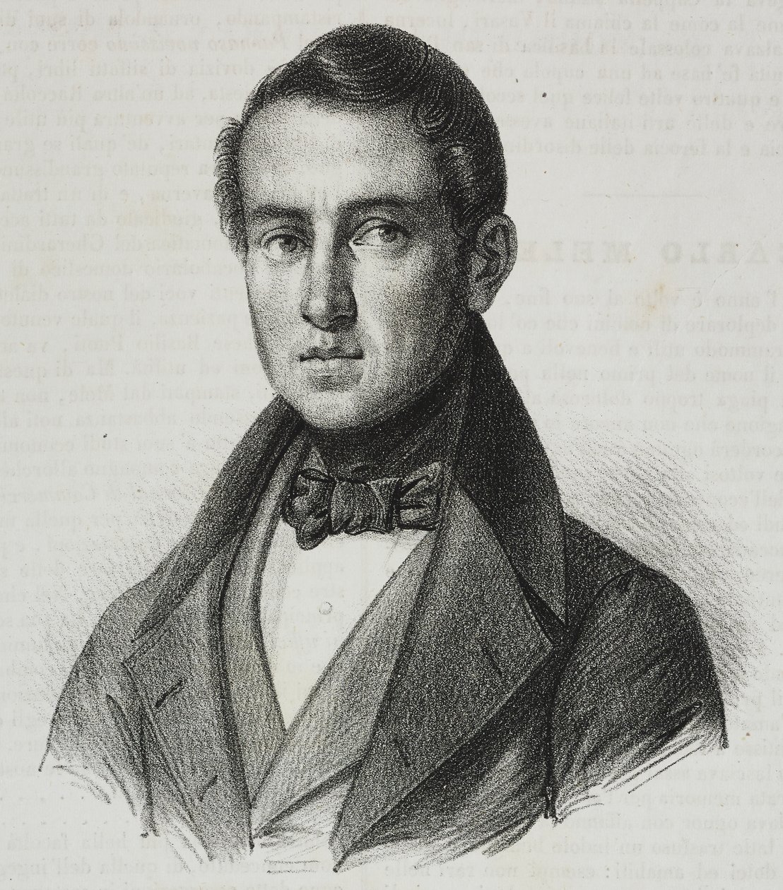 Portret Carlo Mele (1792-1841), litografia Salvatore Puglia z Poliorama Pittoresco, n 15, 20 listopada autorstwa Salvatore Puglia