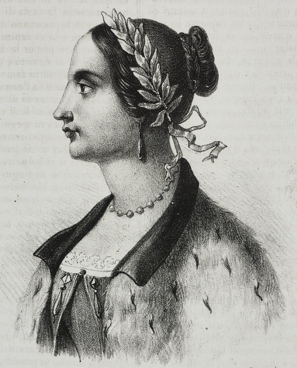 Portret Laury Bassi Veratti (1711-1778), włoskiego fizyka i naukowca, litografia Salvatore Puglia z Poliorama Pittoresco, nr 4, 4 września autorstwa Salvatore Puglia