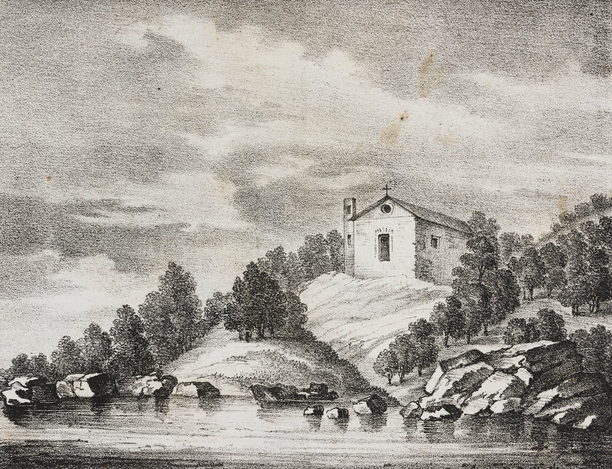 Sanktuarium Peschici, Apulia, Włochy, litografia Salvatore Puglia z Poliorama Pittoresco, nr 51, 27 lipca autorstwa Salvatore Puglia