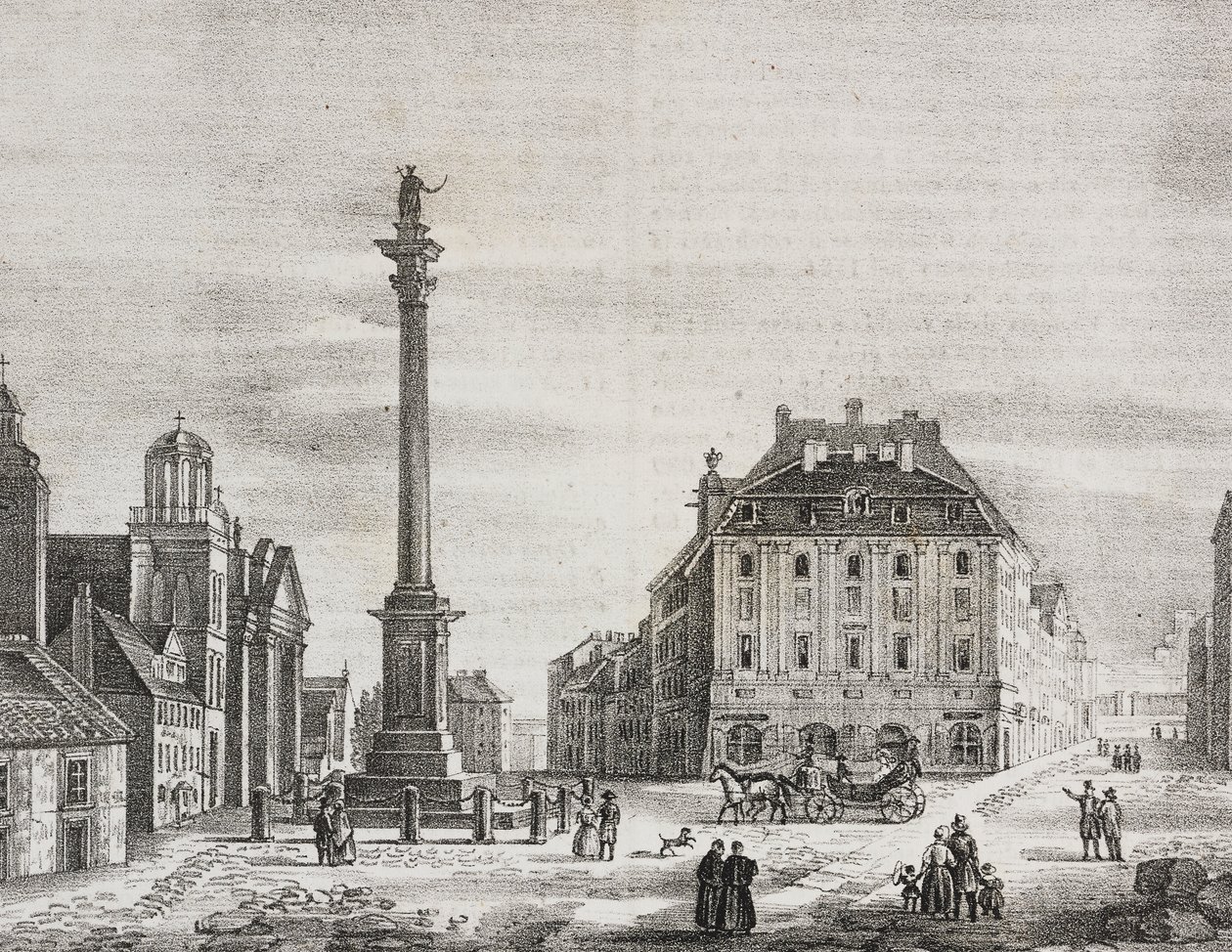 Kolumna Zygmunta upamiętniająca króla Zygmunta III Wazę (1566-1632), Warszawa, Polska, litografia Salvatore Puglia z Poliorama Pittoresco, n 46, 21 czerwca autorstwa Salvatore Puglia