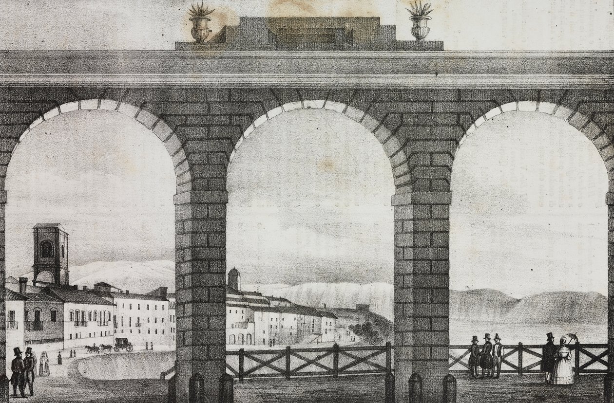 Vista de Chieti da Piazza Grande, Itália, litografia de Salvatore Puglia de Poliorama Pittoresco, n 2, 21 de agosto polonês autorstwa Salvatore Puglia