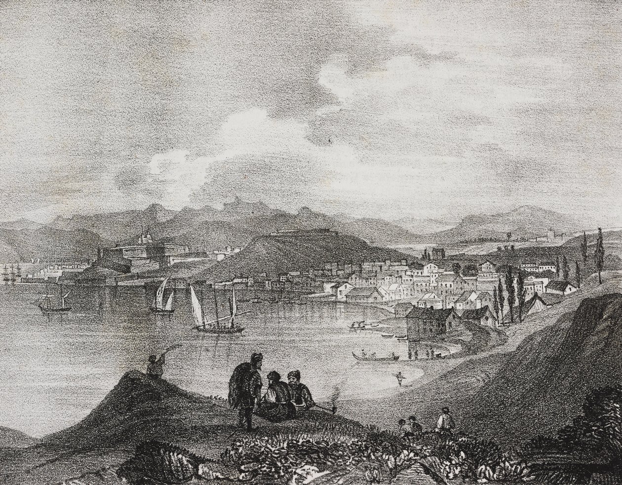 Widok Korfu z góry Oliveto, Wyspy Jońskie, Grecja, litografia Salvatore Puglia z Poliorama Pittoresco, nr 25, 25 stycznia autorstwa Salvatore Puglia
