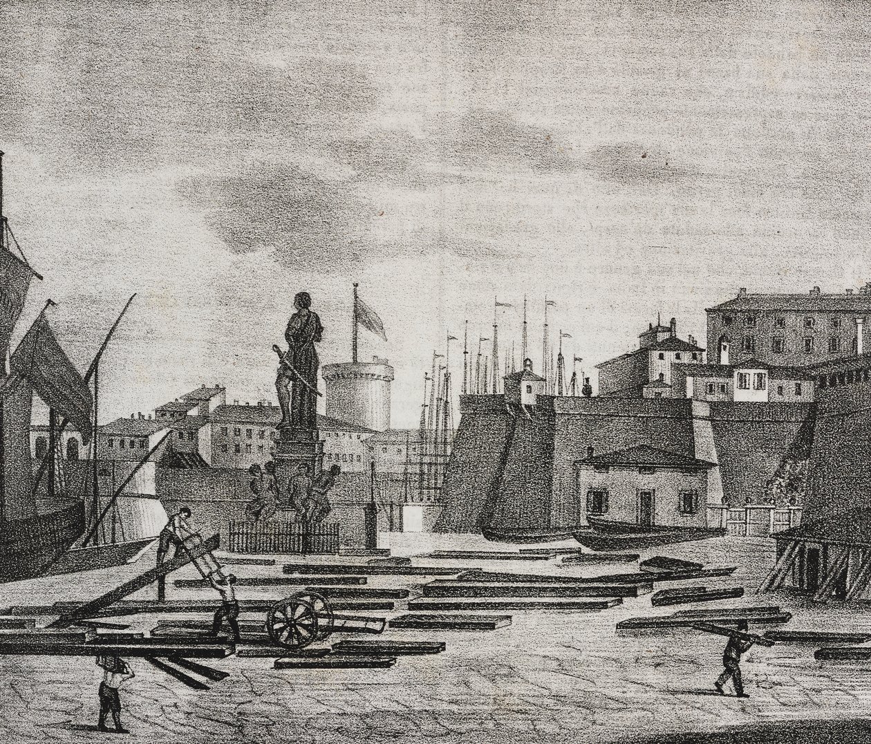 Widok doku Livorno, Toskania, Włochy, litografia Salvatore Puglia z Poliorama Pittoresco, n 38, 26 kwietnia autorstwa Salvatore Puglia