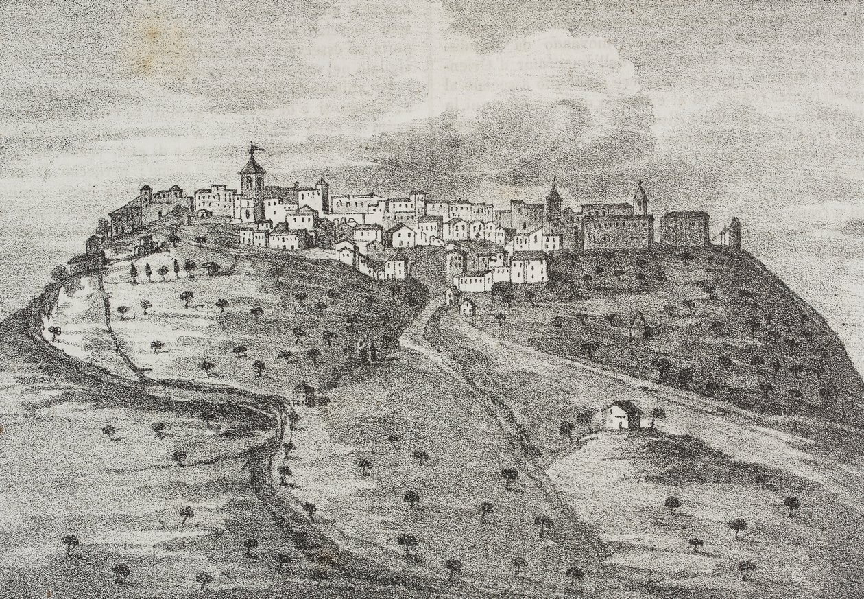 Widok Montefuscolo, dziś Montefusco, Kampania, Włochy, litografia Salvatore Puglia z Poliorama Pittoresco, n 41, 20 maja autorstwa Salvatore Puglia