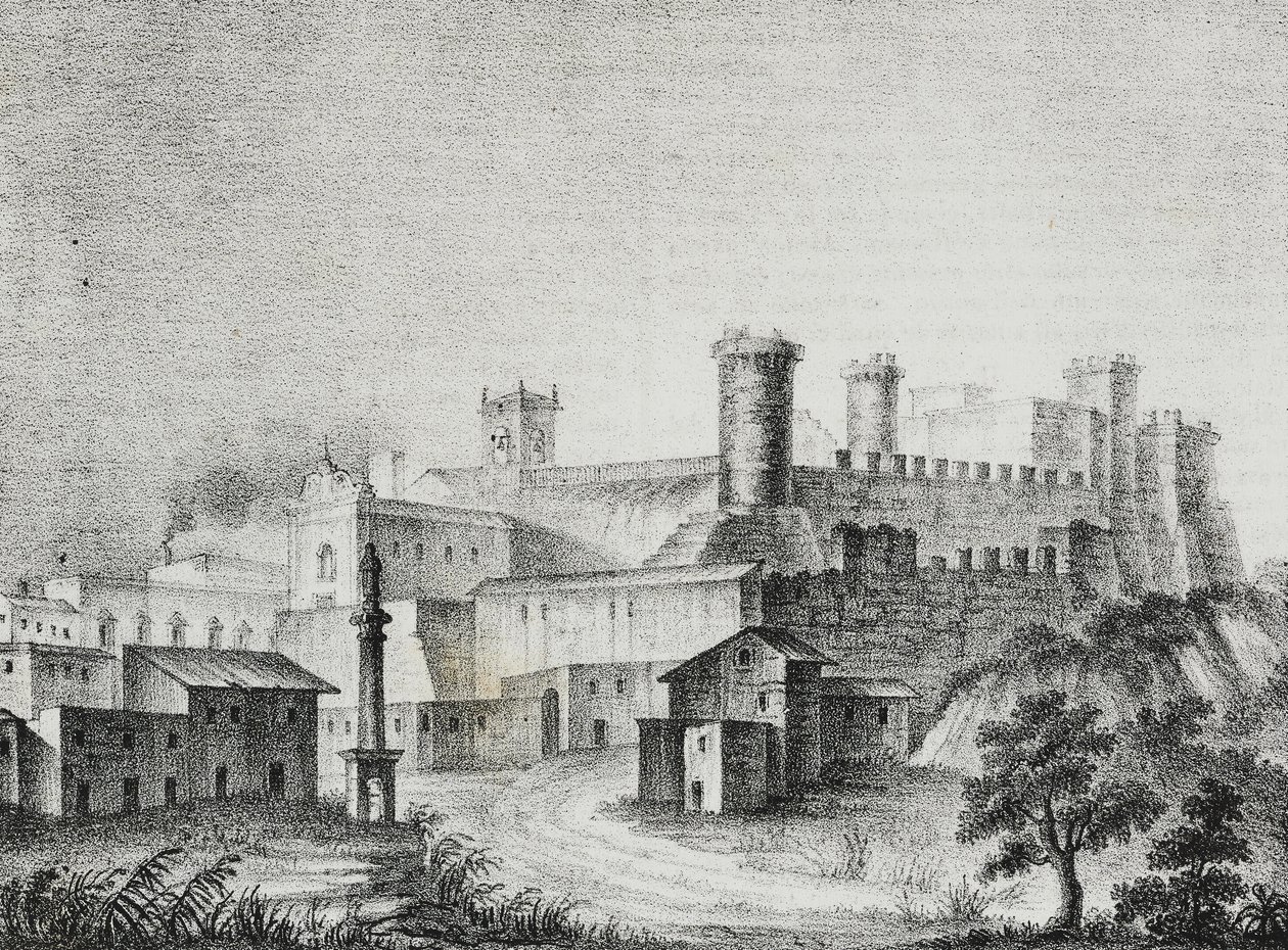 Widok Orii, Apulia, Włochy, litografia Salvatore Puglia z Poliorama Pittoresco, nr 13, 6 listopada autorstwa Salvatore Puglia