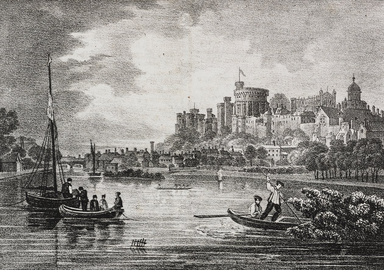 Vista do Castelo de Windsor, Inglaterra, Reino Unido, litografia de Salvatore Puglia de Poliorama Pittoresco, n 32, 15 de março polonês autorstwa Salvatore Puglia
