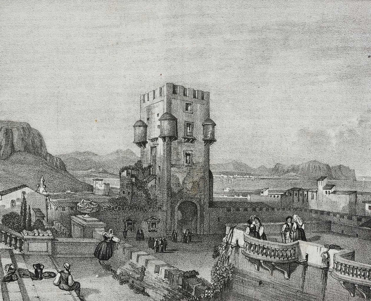Villa of Prince of Butera w Bagheria, Palermo, Sycylia, litografia Salvatore Puglia z Poliorama Pittoresco, nr 3, 28 sierpnia autorstwa Salvatore Puglia