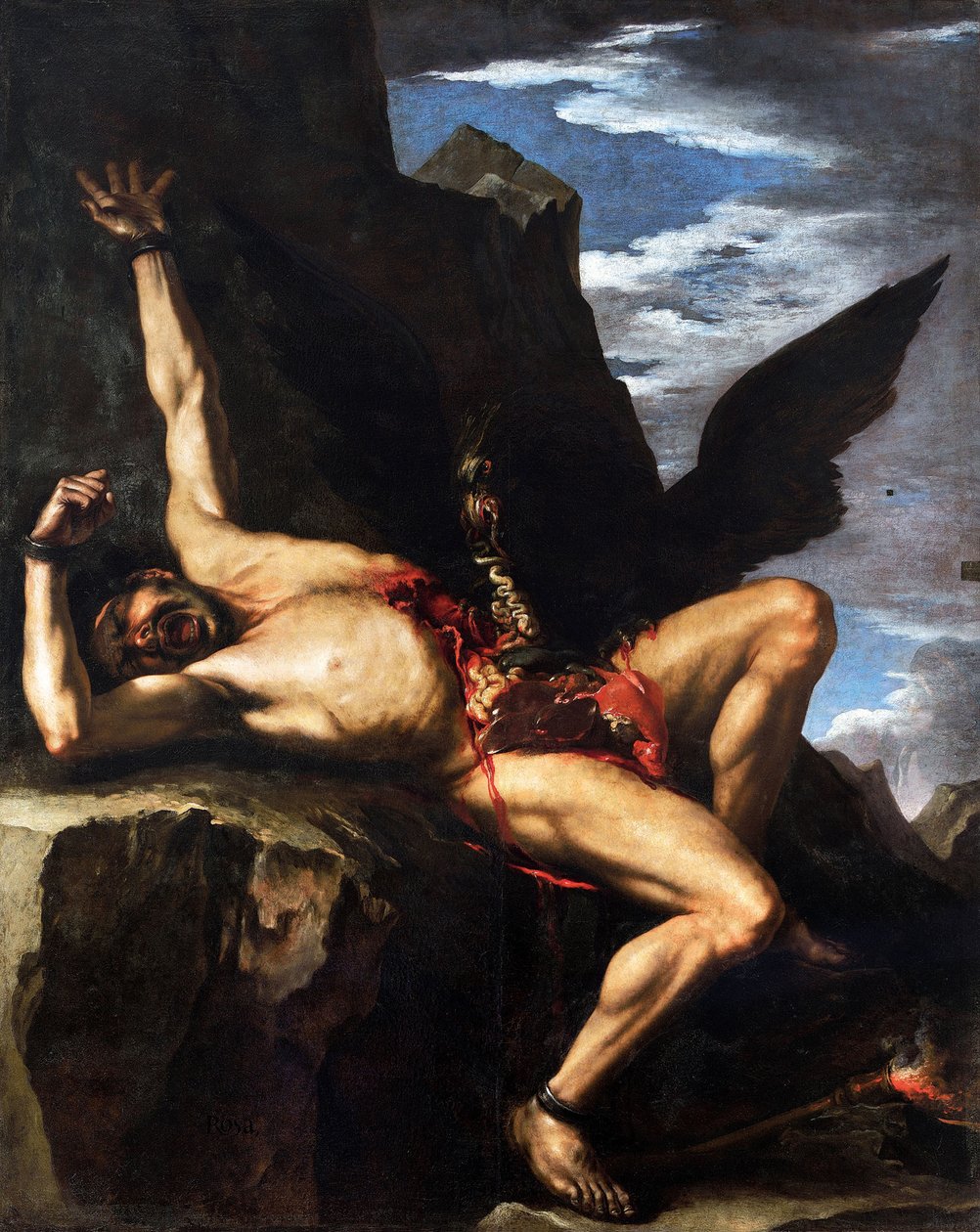 Tortury Prometeusza, c. 1647-1648. autorstwa Salvatore Rosa