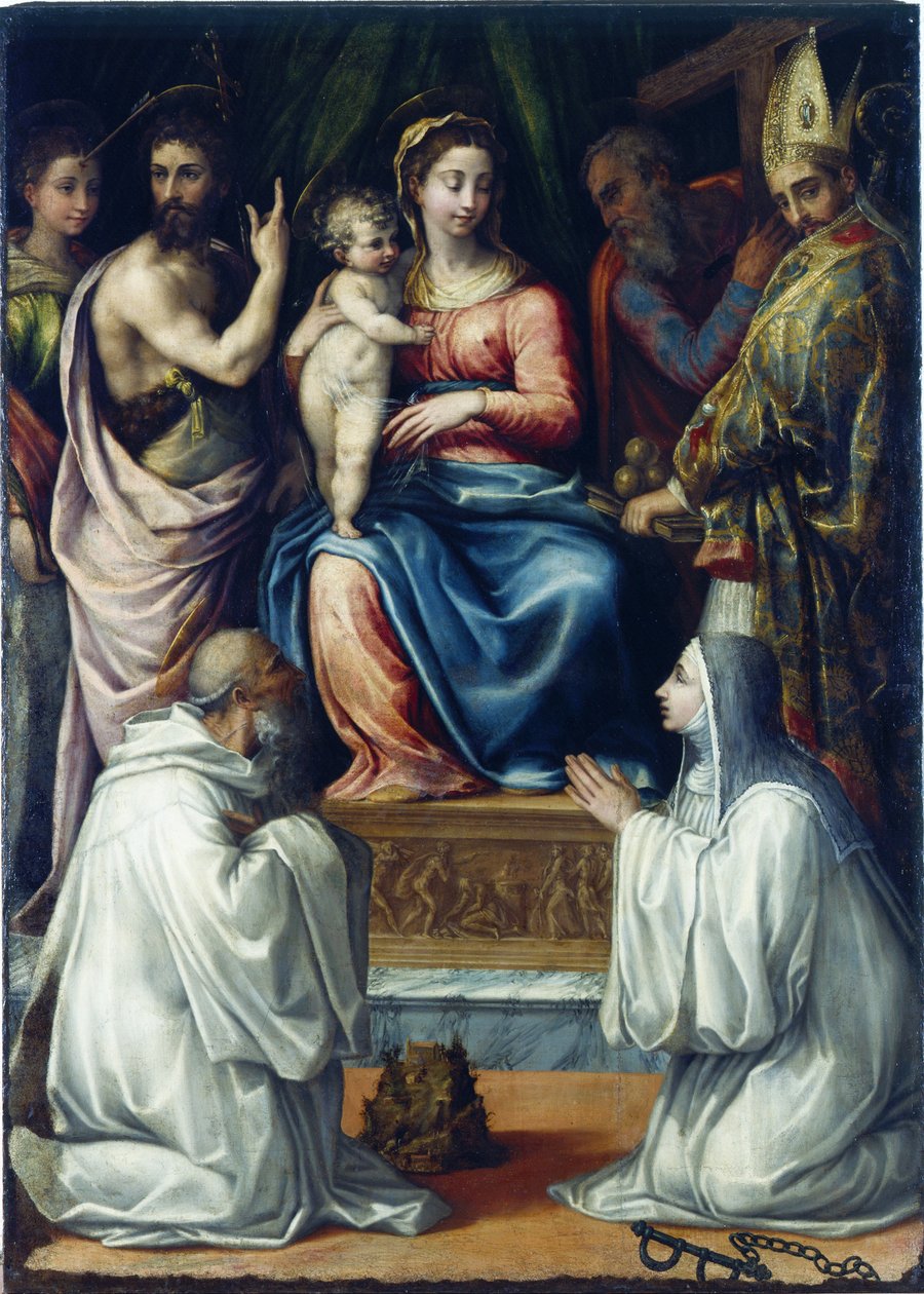Dziewica ze świętymi Krystyna Bolsena, Jan Chrzciciel, Filip, Mikołaj…, 1540. autorstwa Salviati