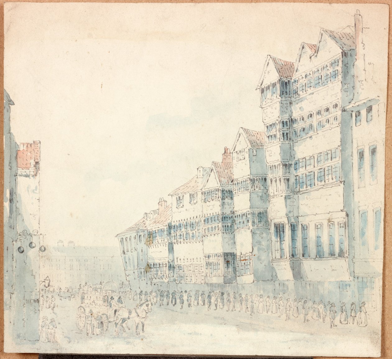 Scena uliczna, 1843 (ołówek i wc na papierze) autorstwa Samuel Bilston