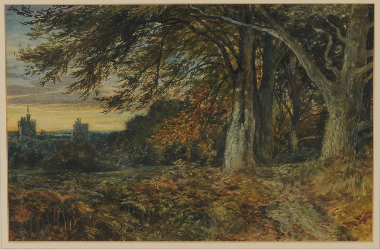 Zamek Naworth, 1840-45 (wc na papierze) autorstwa Samuel Bough