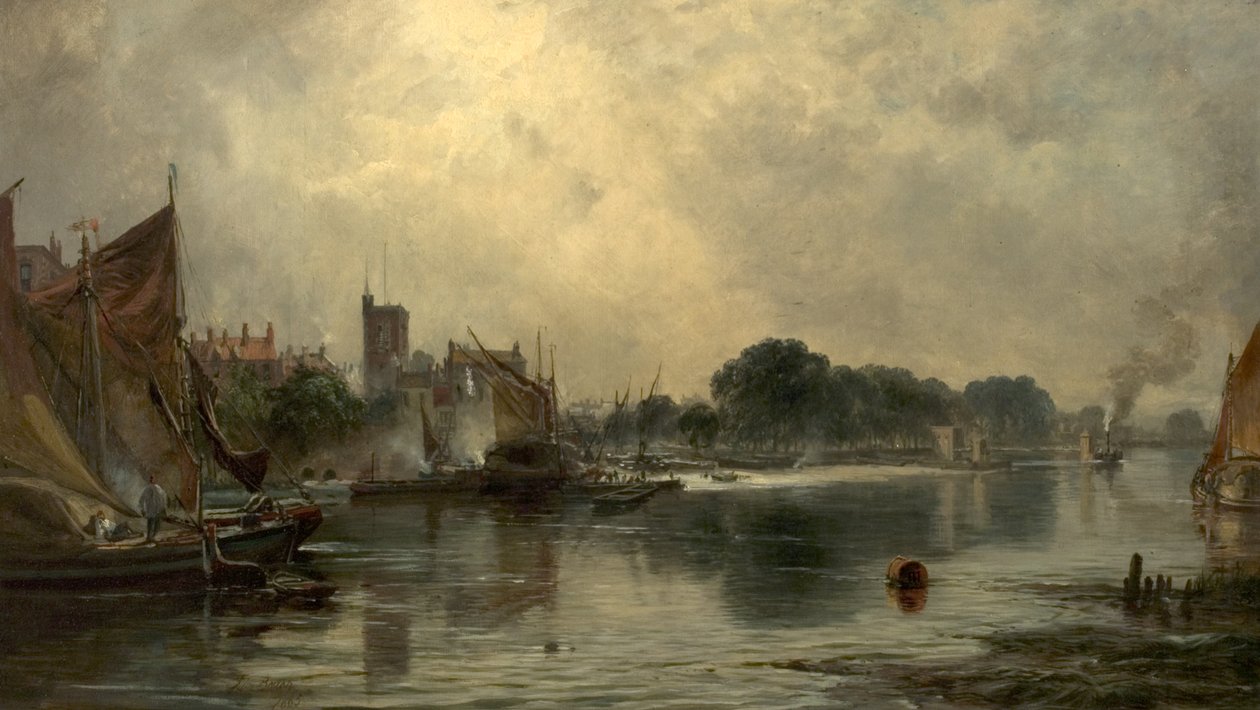Tamiza w Chiswick, Londyn, 1865 autorstwa Samuel Bough