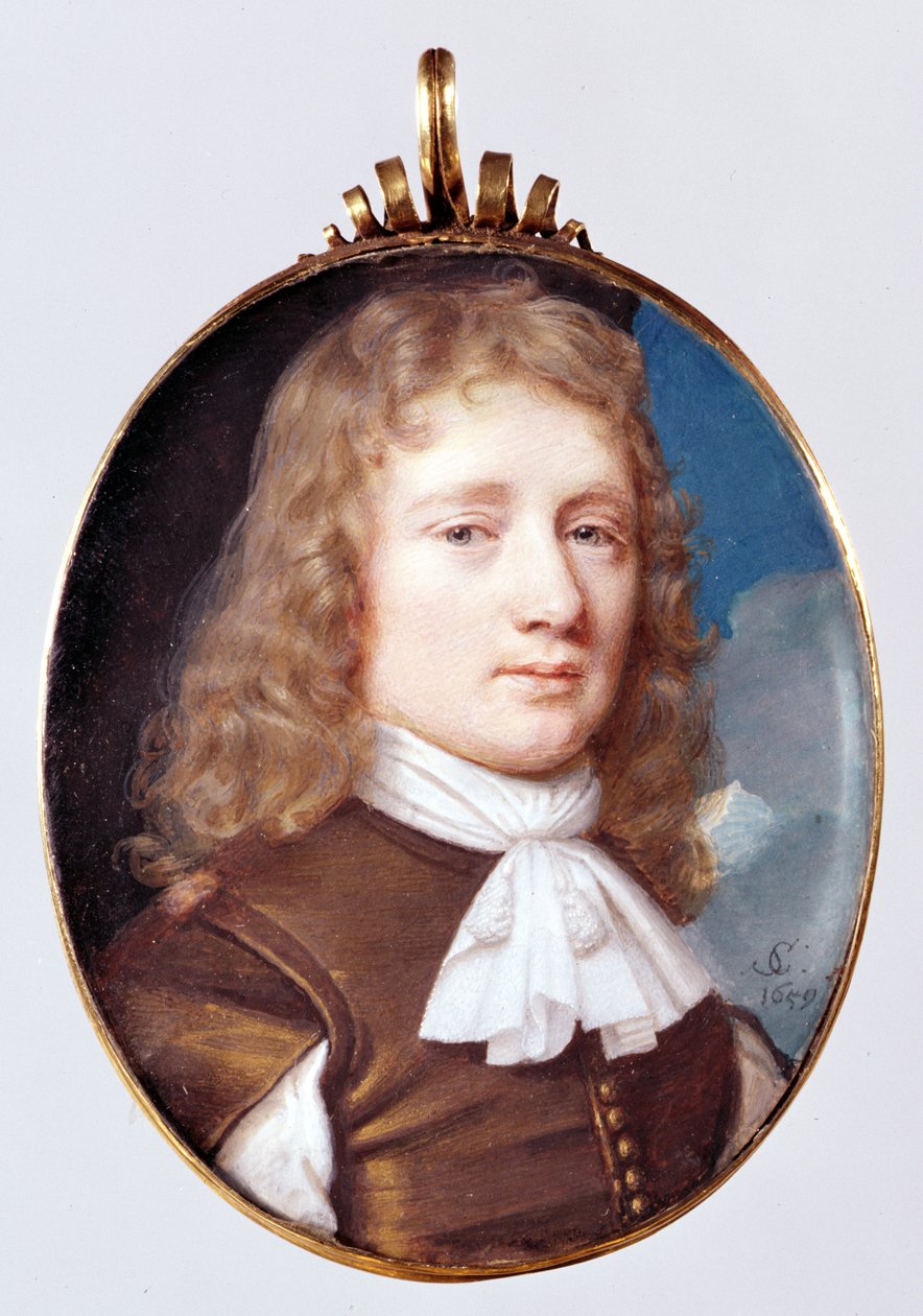 Miniaturowy portret nieznanego mężczyzny, 1659 (wc na welonie) autorstwa Samuel Cooper