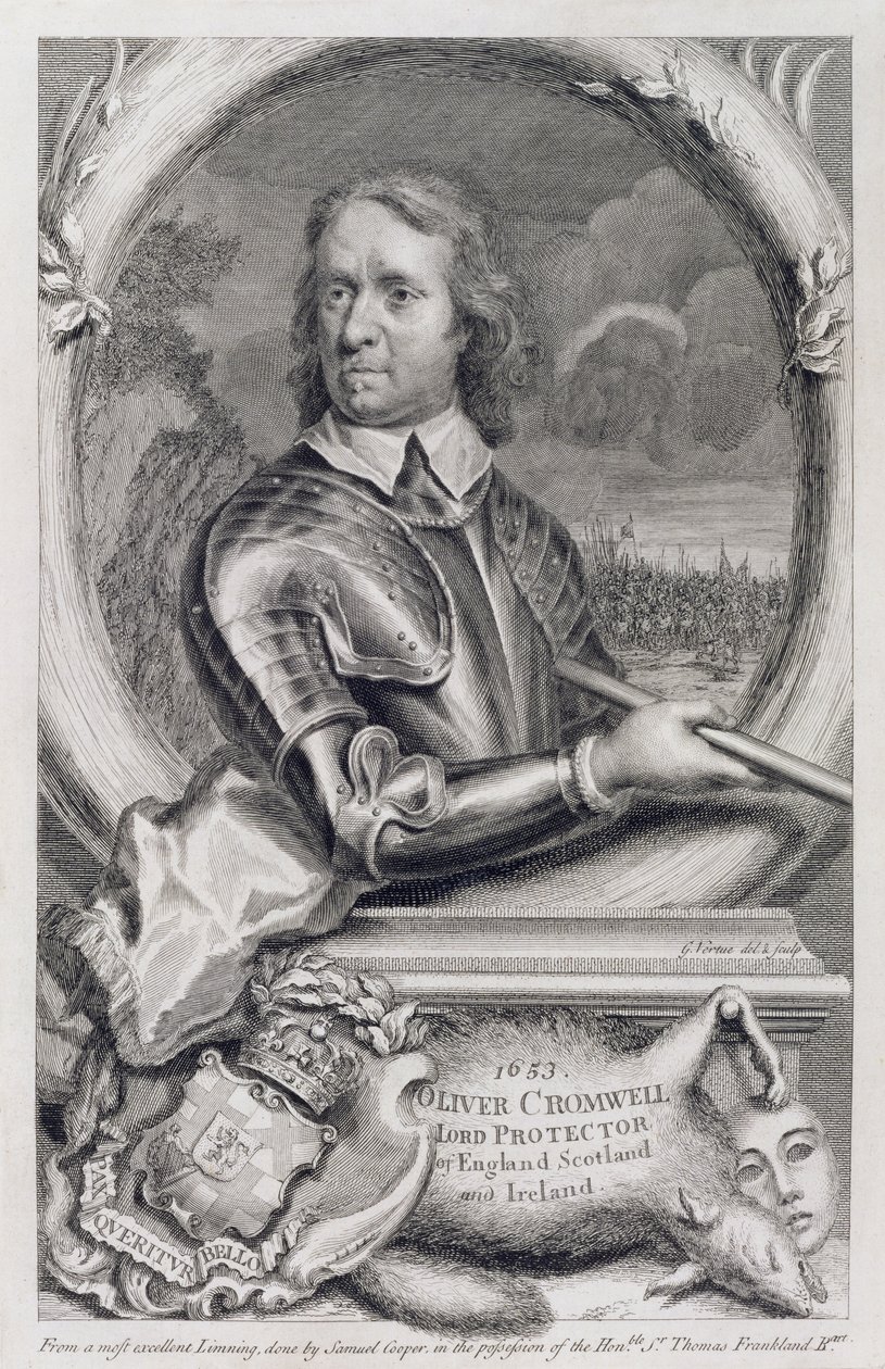 Oliver Cromwell (1599-1658) Lord Protector Anglii, Szkocji i Irlandii w 1653, ryty przez George