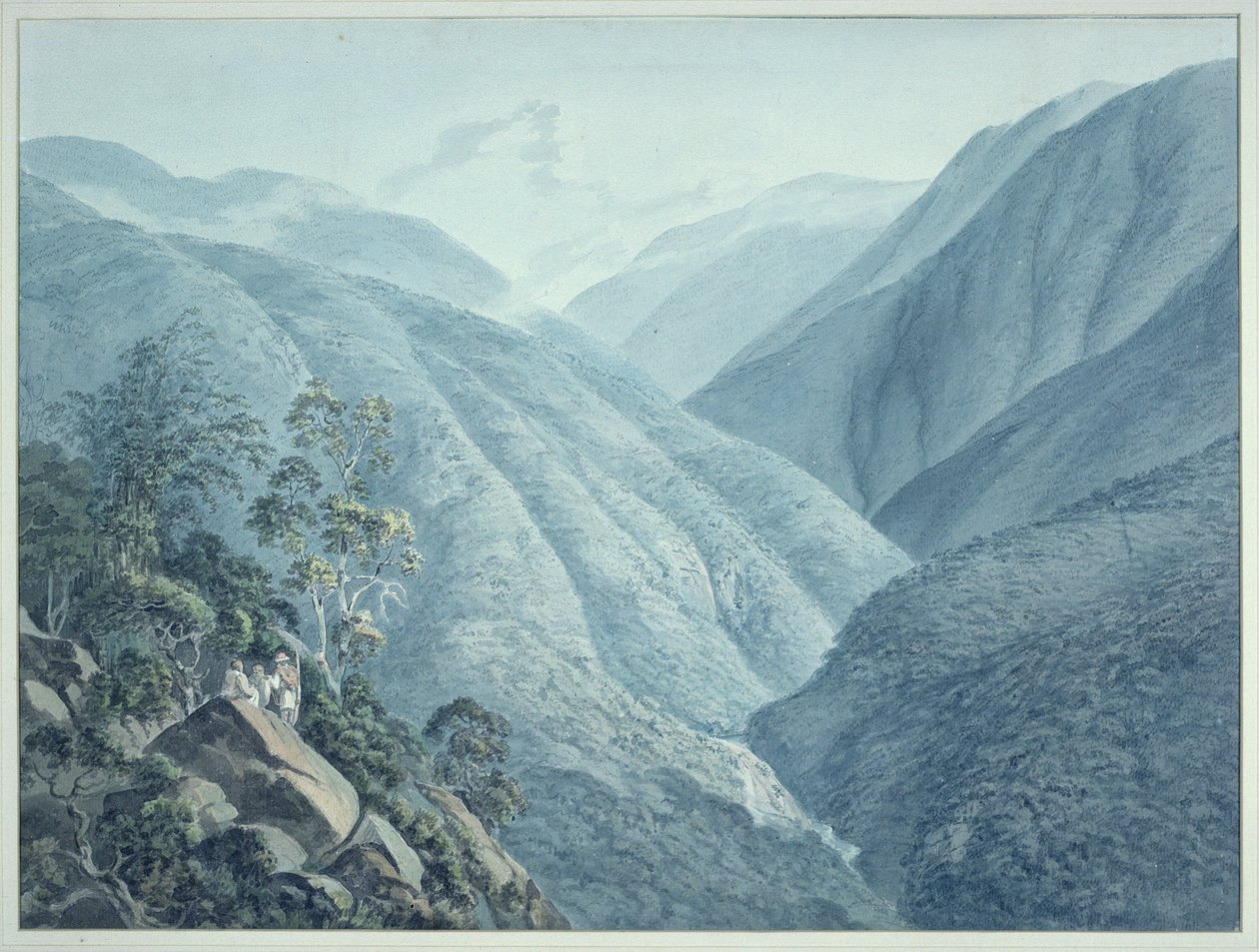 Widok z Murichon, patrząc na północ w górę kanału Teenchoo, na drodze do Tacissudon, Bhutan autorstwa Samuel Davis