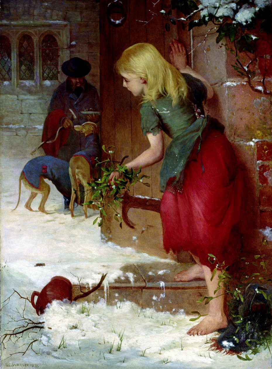 Sprzedawca jemioły, 1871 autorstwa Samuel Edmund Waller