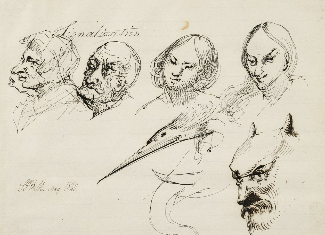 Sygnalizacja, 1840 (długopis i ciemnobrązowy tusz na kremowym papierze w linie) autorstwa Samuel Finley Breese Morse