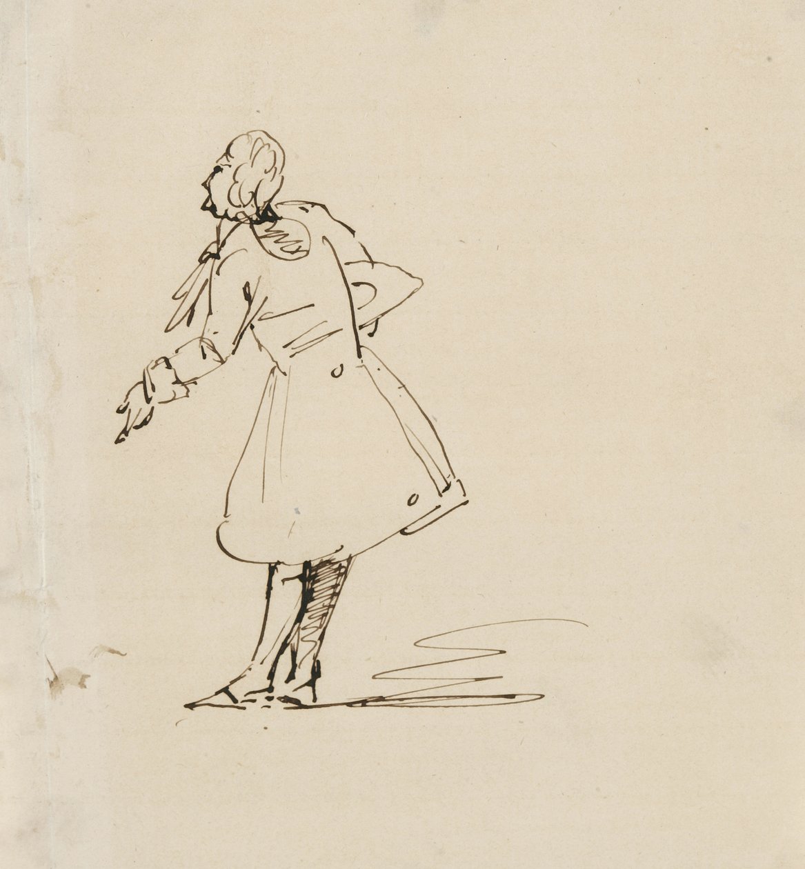 Szkic kłaniającego się mężczyzny, 1840-42 (długopis i ciemnobrązowy tusz na kremowym papierze) autorstwa Samuel Finley Breese Morse
