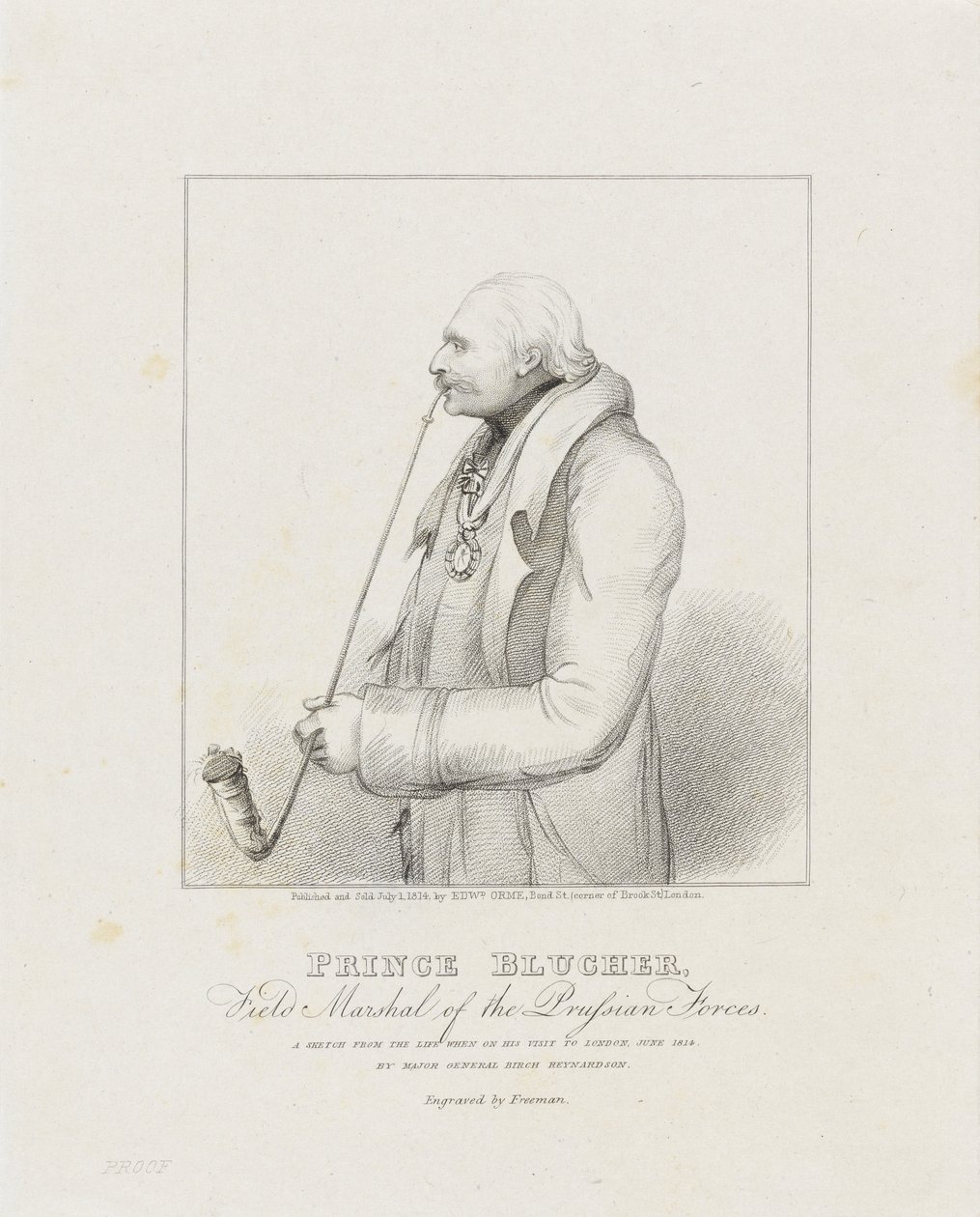 Prince Blucher, feldmarszałek wojsk pruskich, 1814 (druk) autorstwa Samuel Freeman