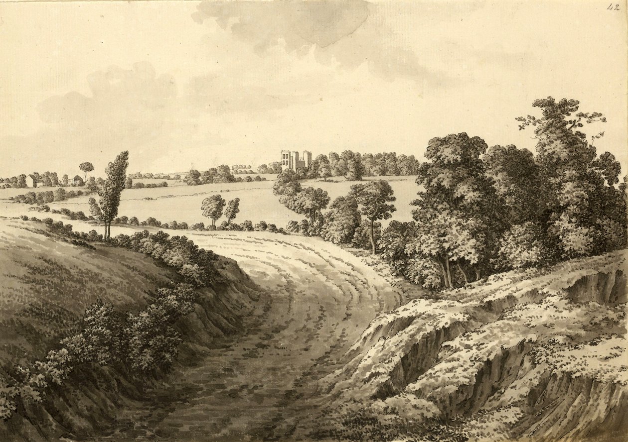 Hardwick Hall z Thakley Lane w Derbyshire autorstwa Samuel Hieronymous Grimm